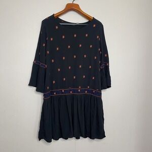 HINGE  Embroidered Floral Tunic Dress 3/4 Sleeve Women's‎ Size M